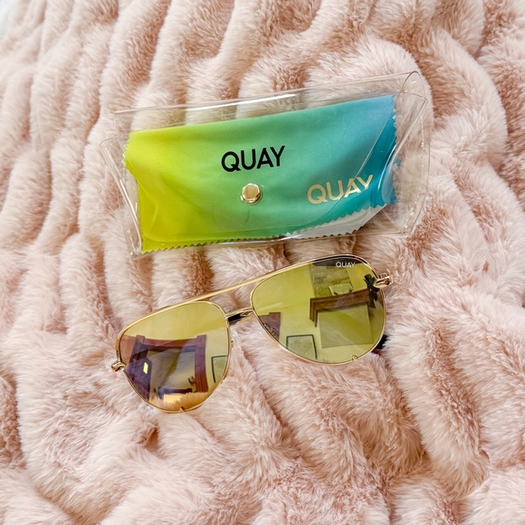 Quay High Key Mini Gold Aviator Sunglasses - Picture 2 of 4